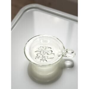 Jeanette Glass Vintage Cherry Handled Clear Glass Nappy